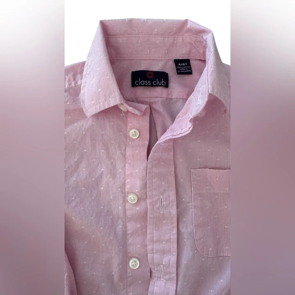 Class Club pink and White Button Down Shirt